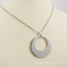 Hot Sale Unisex Simple Hollow Out Silver Metal Round Charms Necklace